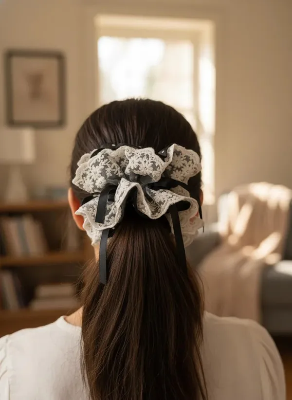 Floral_Ribbon_Lace_Scrunchie