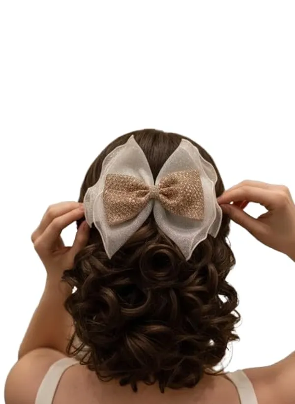 Trendy_Hair_Bow_Clip_Rhinestone_Mesh_Bow_Clip_organza-style_for_Women/Girls_|_Comfortable_Hair_Accessories_|_Fancy_&_Stylish_|_Anti-Hair_Breakage_Hairclips_(White)