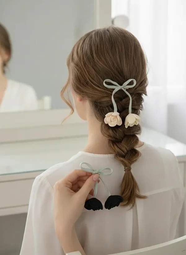 Ribbon_Rose_Hair_Clip_Floral_Rose_Bow_Hair_Clips_for_Women_&_Girls_Elegant_Ribbon_Hair_Pins_with_Flower_Charm_Cute_Hair_Accessories_for_Daily_&_Party_(Pair_of_2)_(black)