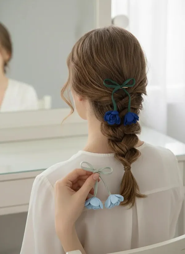 Ribbon_Rose_Hair_Clip_Floral_Rose_Bow_Hair_Clips_for_Women_&_Girls_Elegant_Ribbon_Hair_Pins_with_Flower_Charm_Cute_Hair_Accessories_for_Daily_&_Party_(Pair_of_2)_(Blue)