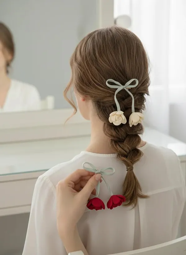 Ribbon_Rose_Hair_Clip_Floral_Rose_Bow_Hair_Clips_for_Women_&_Girls_Elegant_Ribbon_Hair_Pins_with_Flower_Charm_Cute_Hair_Accessories_for_Daily_&_Party_(Pair_of_2)_(Red)