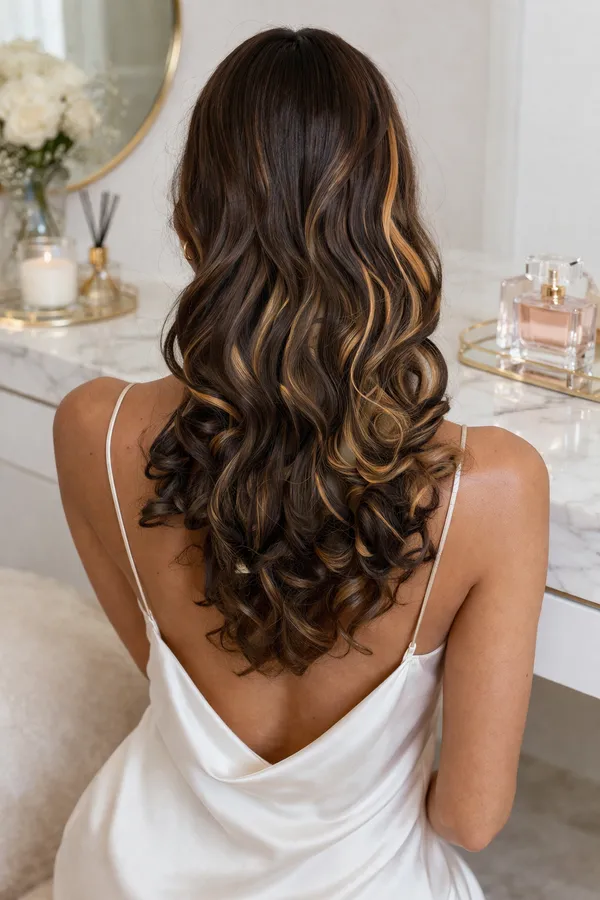 GOLDEN_HIGHLIGHT_BRUNETTE_CLIP_IN_HAIR_EXTENSION