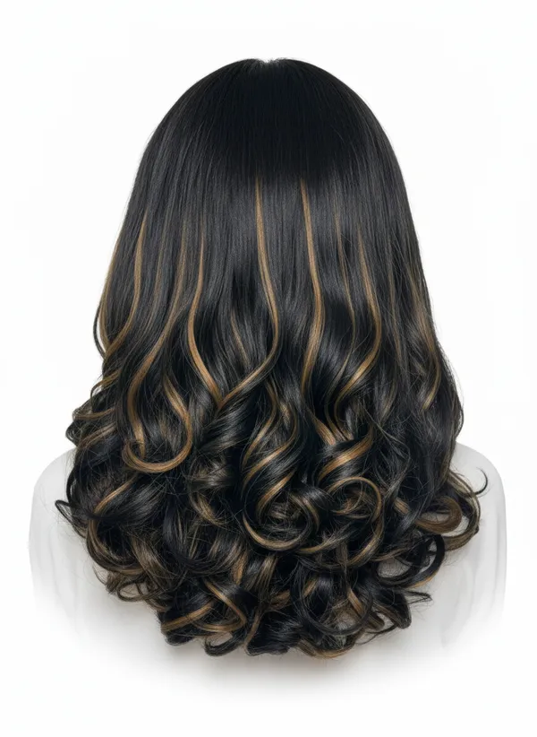 NATURAL_BLACK_WITH_GOLDEN_CARAMEL_BALAYAGE_HAIR_EXTENSIONS