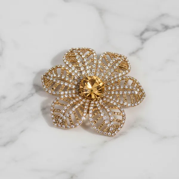 Pack_Of_2_Gold_Metal_Alloy_With_Crystal_Stones_Crystal_Flower_Hair_Pin