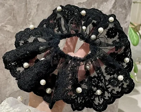 Black_Net_And_Lace_Pearl_Beaded_Large_Lace_Scrunchie