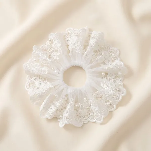 White_Net_And_Lace_Pearl_Beaded_Large_Lace_Scrunchie