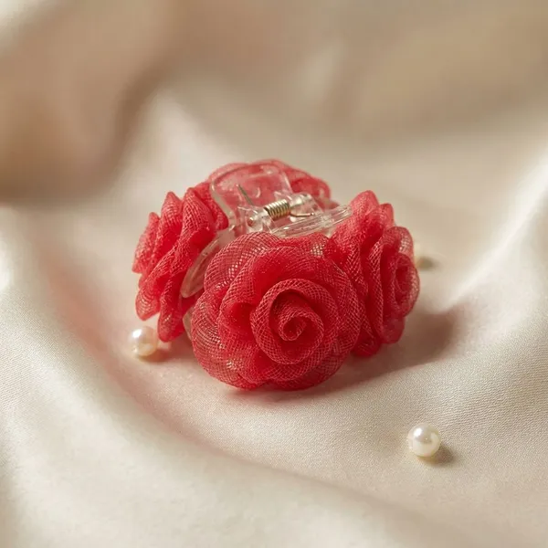 Fuschia_Mesh_Mesh_Rose_Claw_Clip