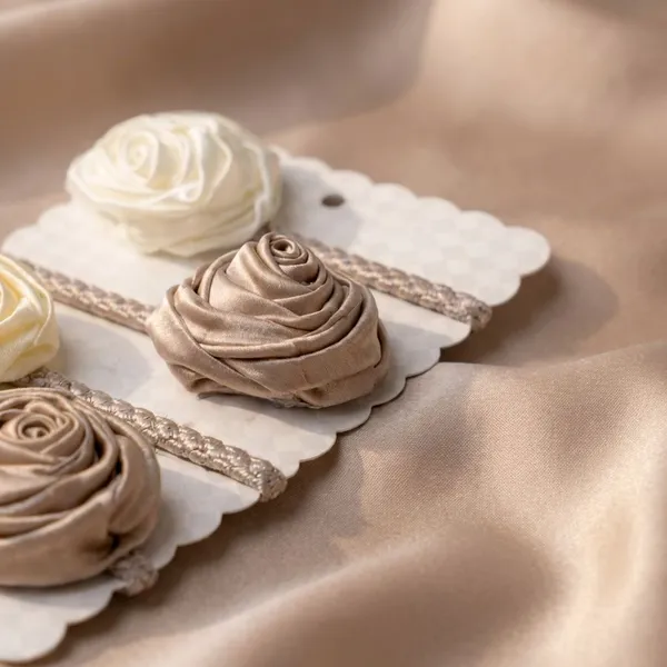 Pack_Of_4_Brown_Satin_Rose_Satin_Rubber_Bands