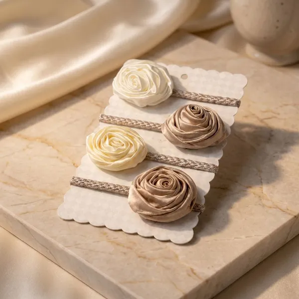 Pack_Of_4_Champagne_Satin_Rose_Satin_Rubber_Bands