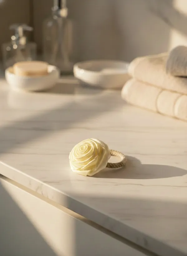Pack_Of_4_Cream_Satin_Rose_Satin_Rubber_Bands