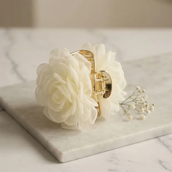 White_Rose_|_White_Flower_Claw_Clip
