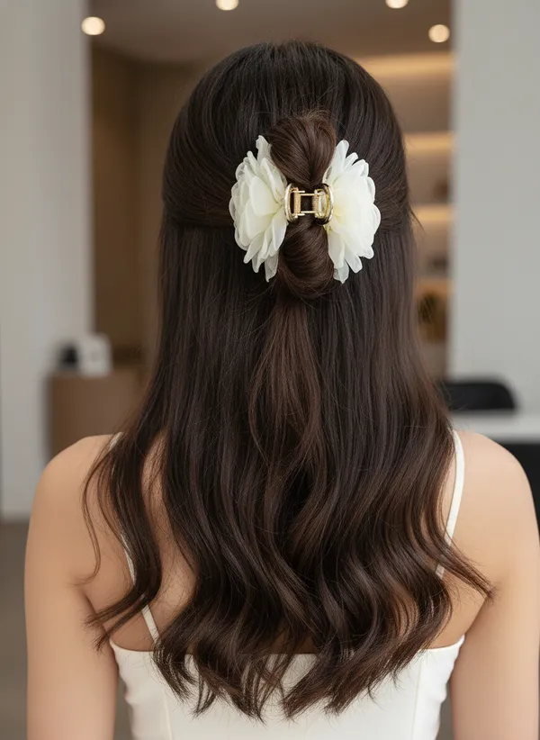 White_Rose_|_White_Flower_Claw_Clip