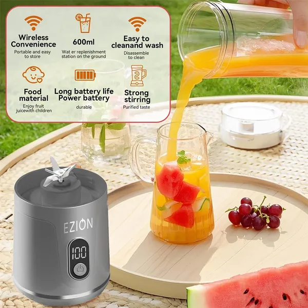EZION_Tornado_Grey_Premium_Portable_Blender_Juicer_For_Home