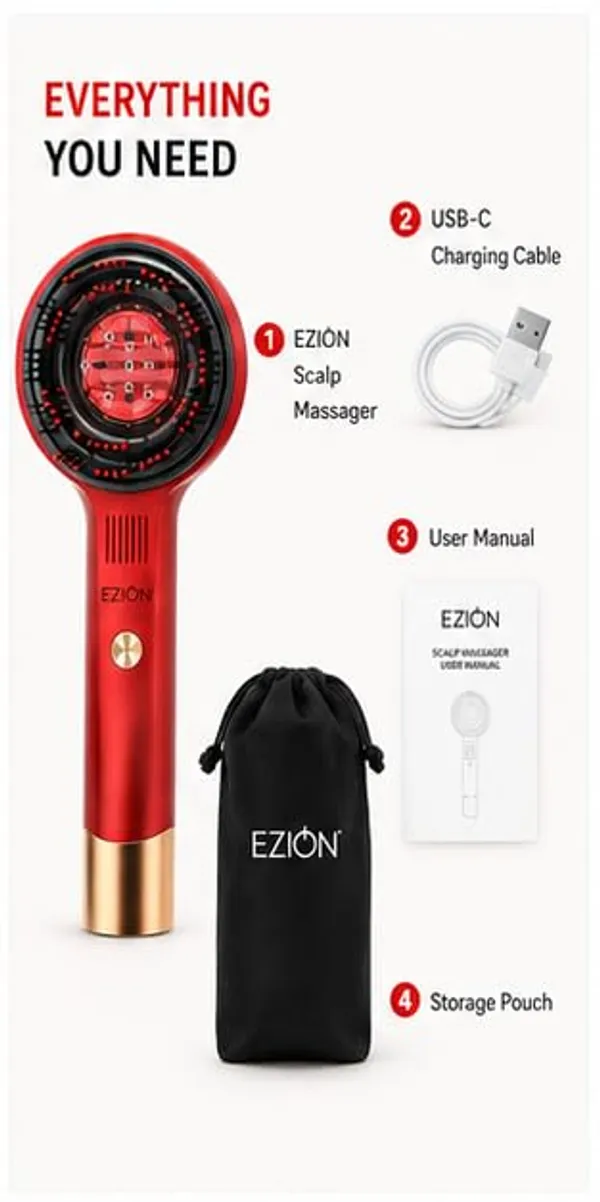 Ezion_Scalp_Massager_Comb_With_850nm_Red_Light_Therapy_72_Soft_Silicone_Bristles_Deep_Shiatsu_Kneading_3_In_1_Hair_Oil_Applicator_Promotes_Blood_Circulation_For_Hair_Growth_Aurora_Red
