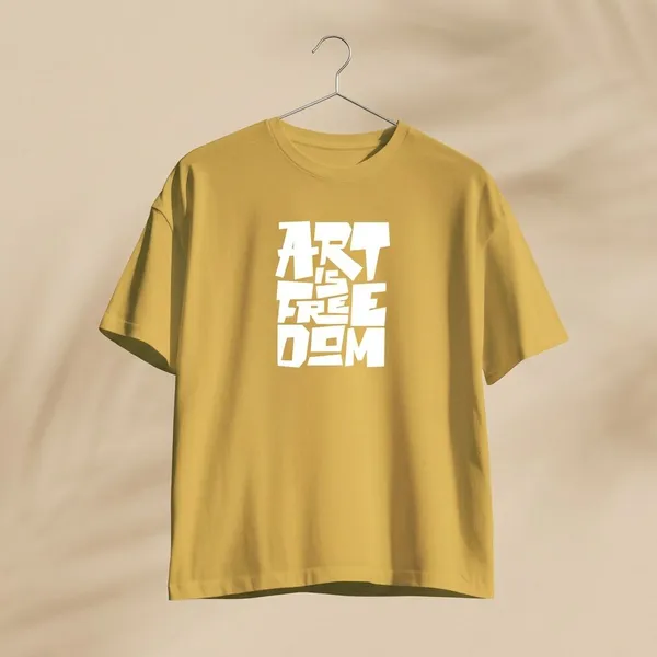 Yellow_Cotton_Round_Neck_Oversize_T_Shirt_For_Unisex