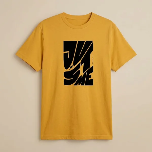 Yellow_Cotton_Round_Neck_Oversized_French_Terry_Fabric_T_Shirt_For_Unisex