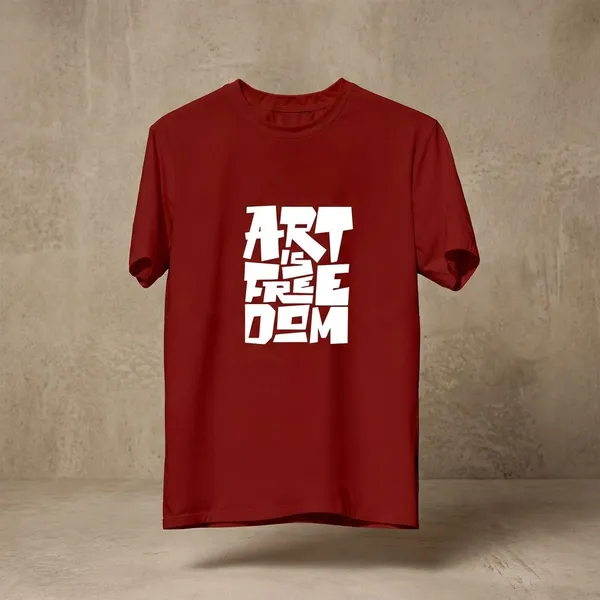 Maroon_Cotton_Regular_Fit_Round_Neck_T_Shirt_For_Unisex