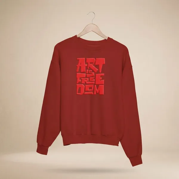 Red_Cotton_Round_Neck_Sweatshirt_For_Unisex