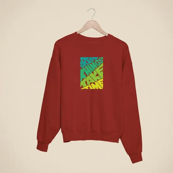 Red_Cotton_Round_Neck_Sweatshirt_For_Unisex