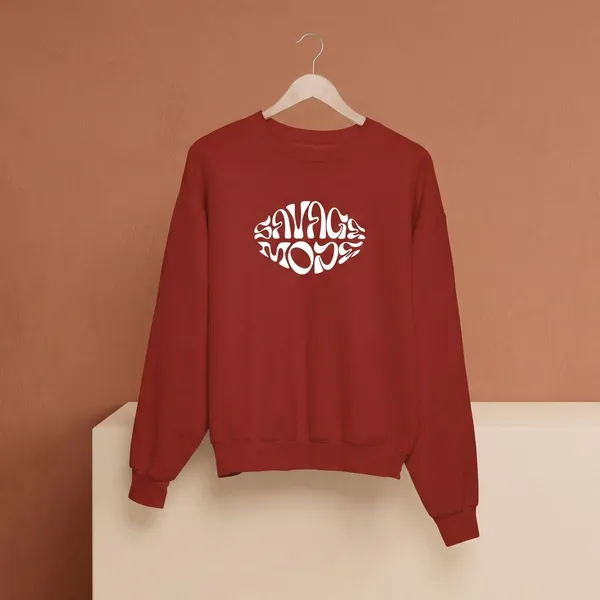 Red_Cotton_Round_Neck_Sweatshirt_For_Unisex