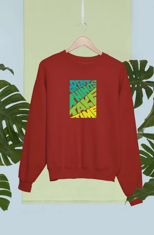 Red_Cotton_Round_Neck_Sweatshirt_For_Unisex