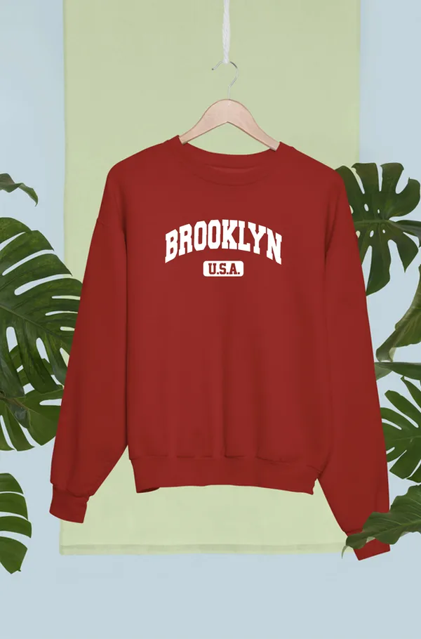 Red_Cotton_Round_Neck_Sweatshirt_For_Unisex