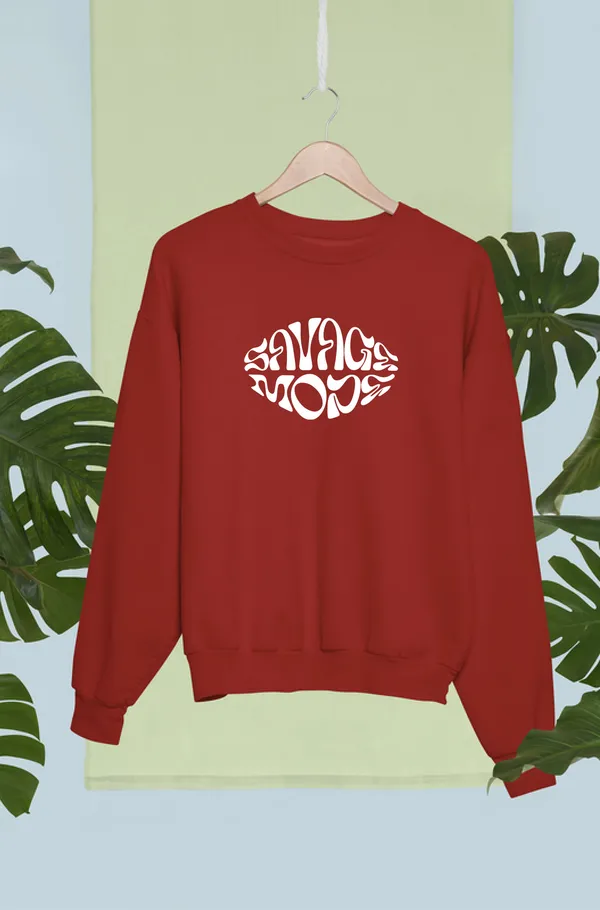 Red_Cotton_Round_Neck_Sweatshirt_For_Unisex