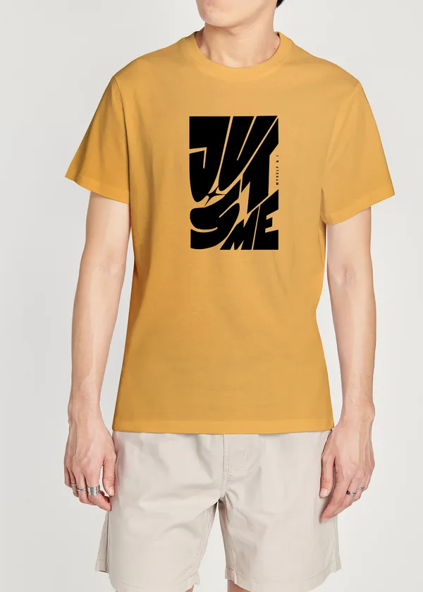 Yellow_Cotton_Round_Neck_Oversized_French_Terry_Fabric_T_Shirt_For_Unisex