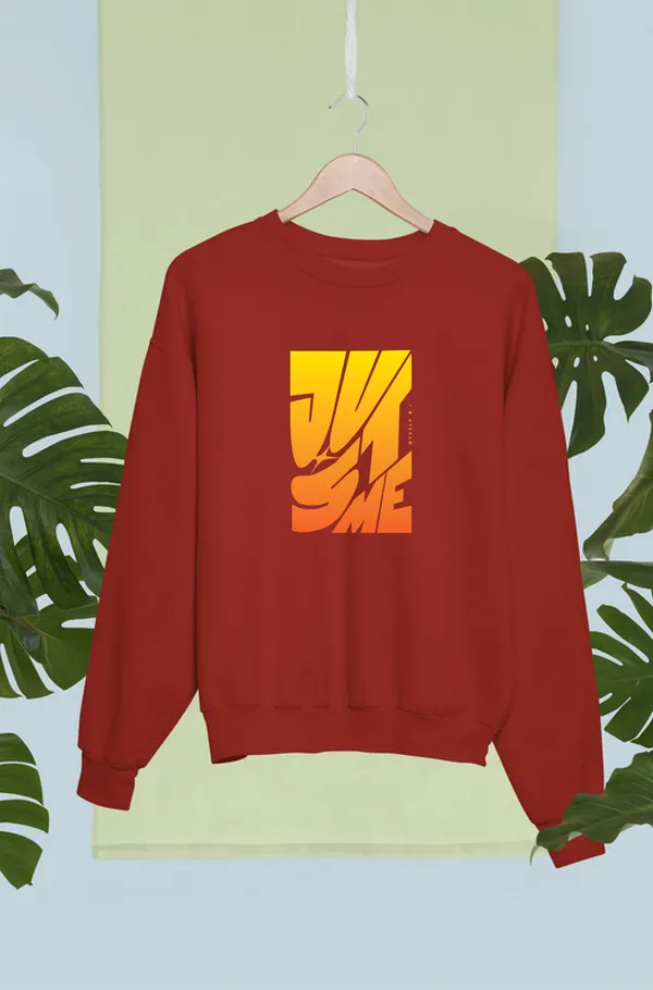 Red_Cotton_Round_Neck_Sweatshirt_For_Unisex