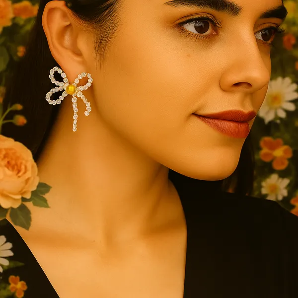 White_&_Golden_Alloy_Trending_Earring_For_Women