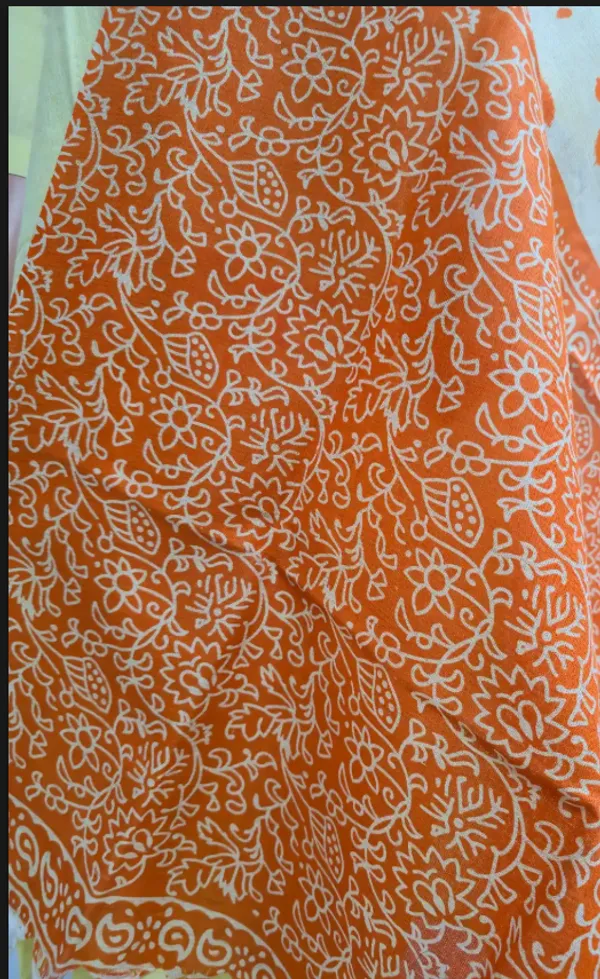 Orange_And_Cream_Cotton_Khadi_Dupatta_For_Women