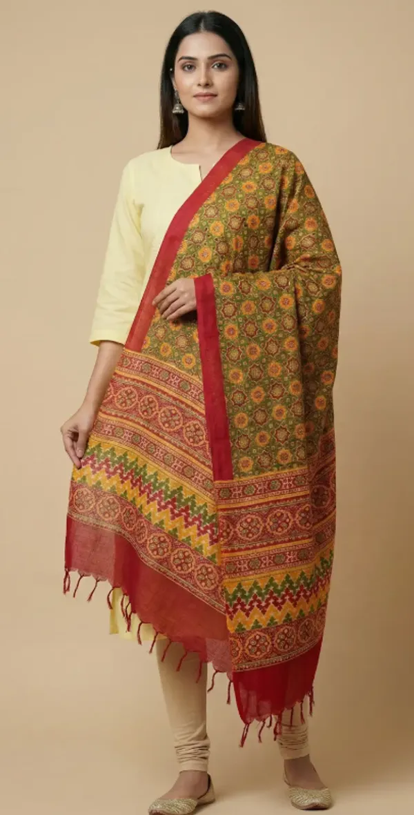 Multicolor_Cotton_Khadi_Dupatta_For_Women