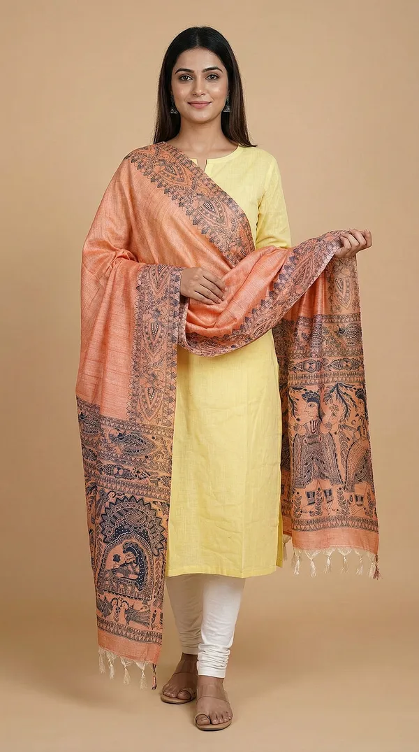 Light_Orange_And_Blue_Cotton_Dupatta_For_Women