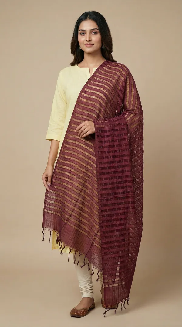 Brown_Silk_Dupatta_For_Women