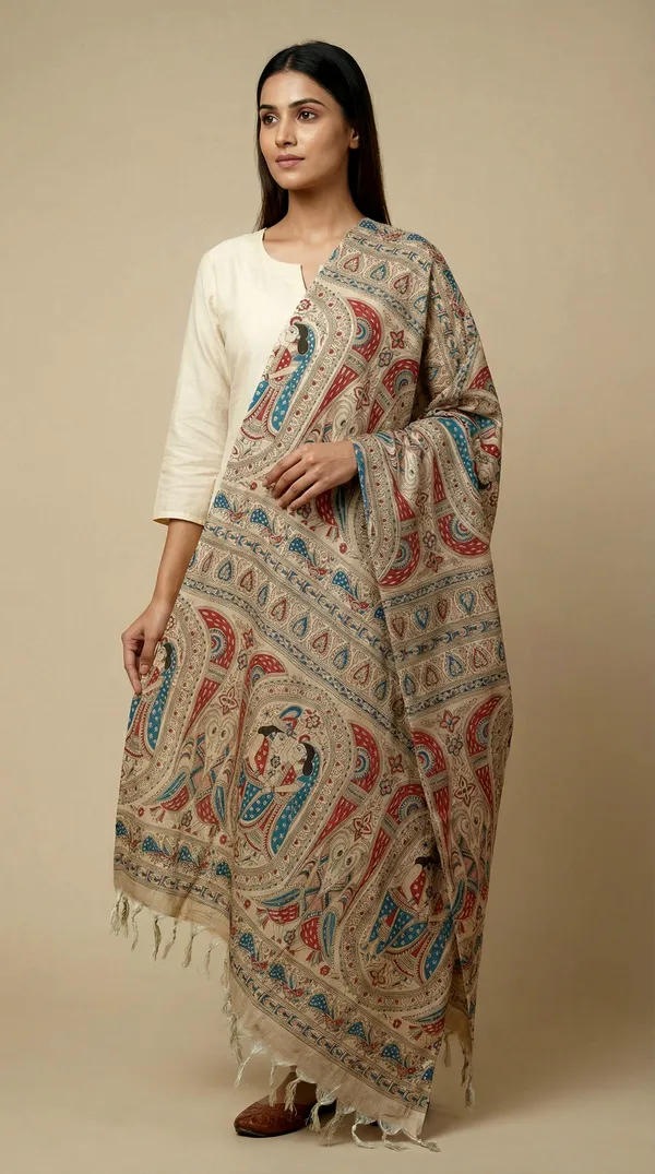 Cream_Cotton_Dupatta_For_Women