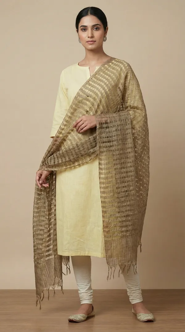 Beige_Silk_Dupatta_For_Women
