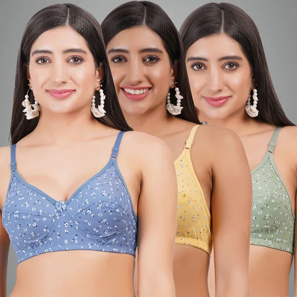 Blue,_Yellow_And_Green_Aashi_Everyday_Non_Padded_Bra_For_Women_Pack_Of_3