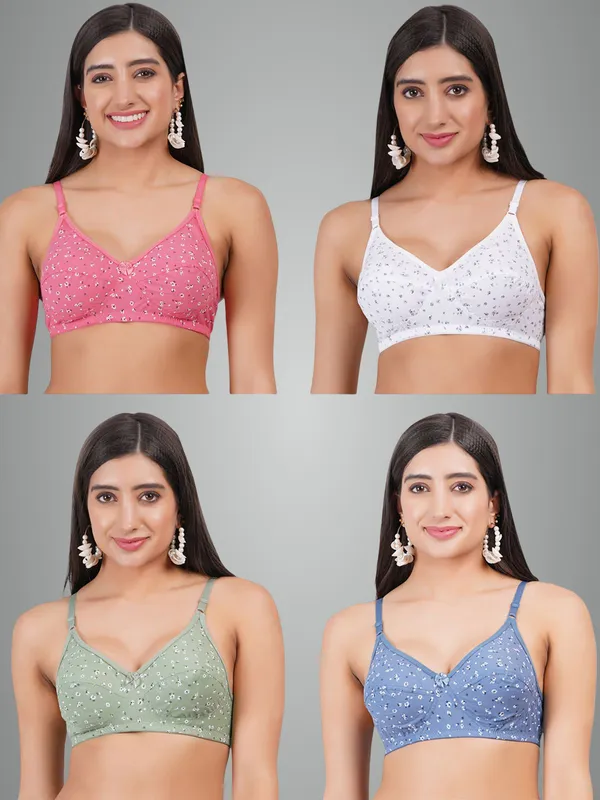 Pink,_White,_Blue_And_Green_Aashi_Everyday_Non_Padded_Bra_For_Women_Pack_Of_4