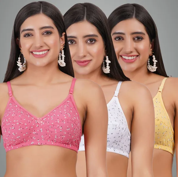 Pink,_White_And_Yellow_Aashi_Everyday_Non_Padded_Bra_For_Women_Pack_Of_3