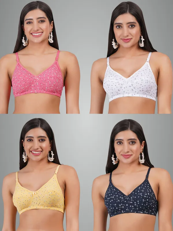 Pink,_White,_Yellow_And_Navy_Blue_Aashi_Everyday_Non_Padded_Bra_For_Women_Pack_Of_4