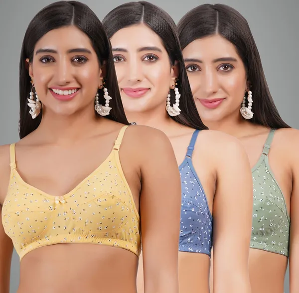 Yellow,_Blue_And_Green_Aashi_Everyday_Non_Padded_Bra_For_Women_Pack_Of_3