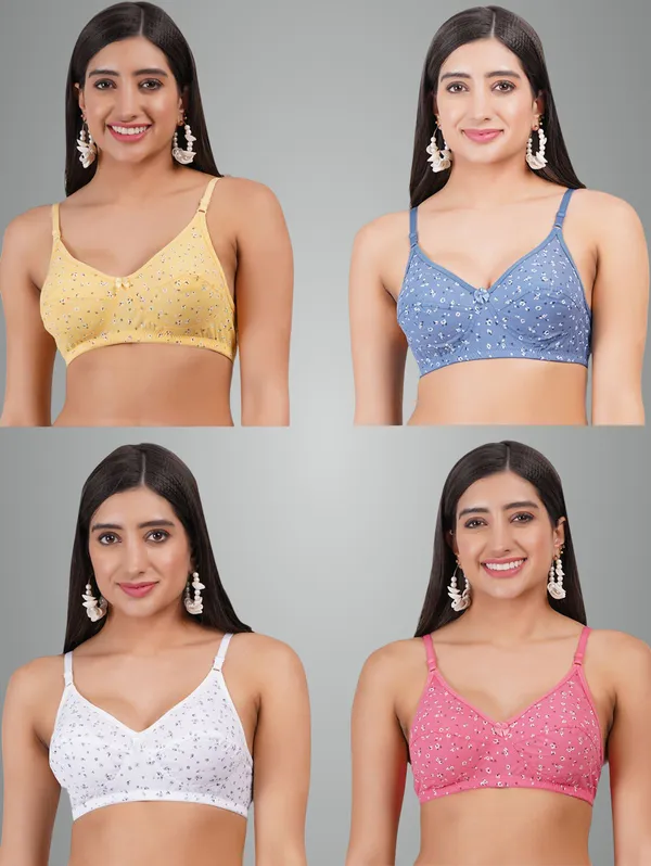 Yellow,_Blue,_Pink_And_White_Aashi_Everyday_Non_Padded_Bra_For_Women_Pack_Of_4