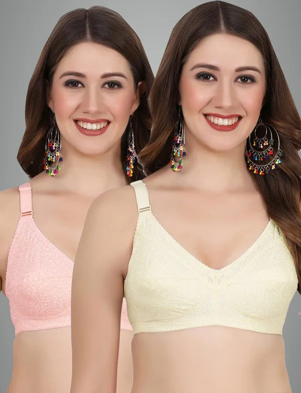 Skin_And_Orange_Alishabramino_Minimizer_Non_Padded_Bra_For_Women_Pack_Of_2