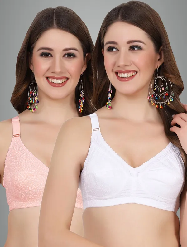 White_And_Orange_Alishabramino_Minimizer_Non_Padded_Bra_For_Women_Pack_Of_2