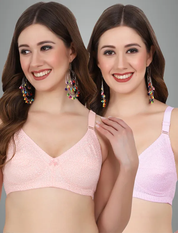 Peach_And_Pink_Alisha_M_Shape_Minimizer_Non_Padded_Bra_For_Women_Pack_Of_2