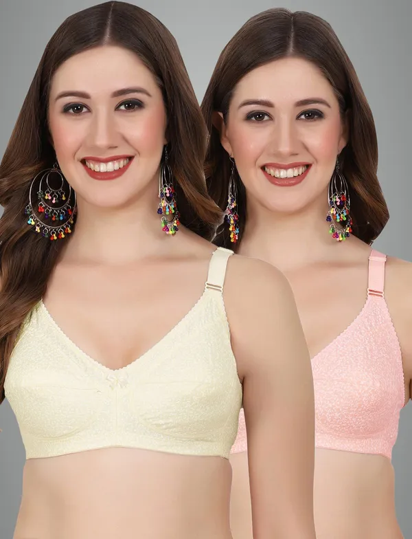 Skin_And_Orange_Alisha_M_Shape_Minimizer_Non_Padded_Bra_For_Women_Pack_Of_2