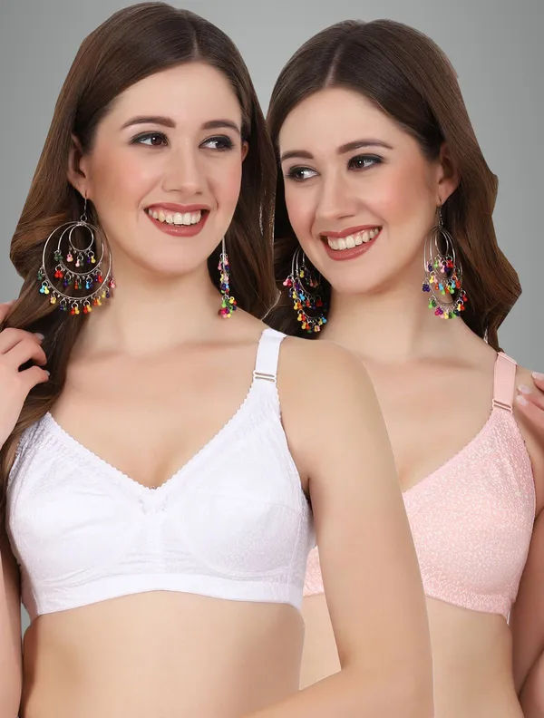 White_And_Peach_Alisha_M_Shape_Minimizer_Non_Padded_Bra_For_Women_Pack_Of_2