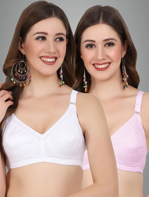 White_And_Pink_Alisha_M_Shape_Minimizer_Non_Padded_Bra_For_Women_Pack_Of_2