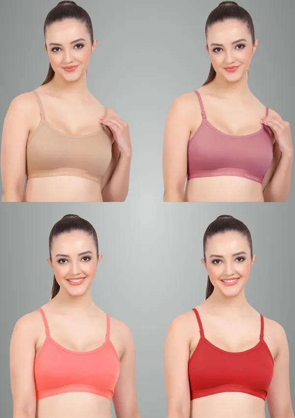 Skin,_Onion,_Carrot_And_Maroon_Cherry_Sports_Non_Padded_Bra_For_Women_Pack_Of_4