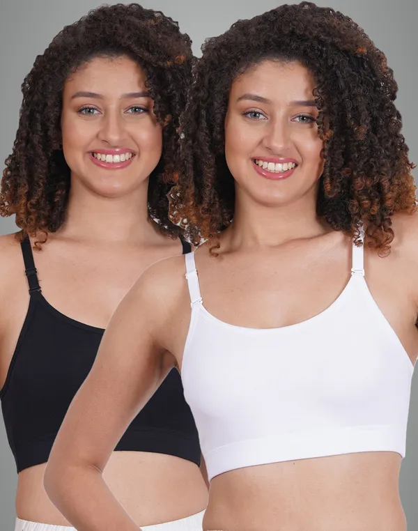 White_And_Black_Sportsmino_Sports_Non_Padded_Bra_For_Women_Pack_Of_2